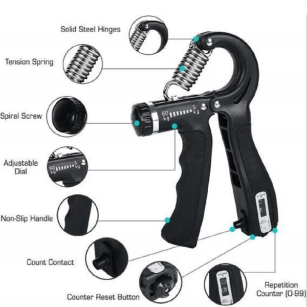 Adjustable Hand Gripper with Counter (10-60kg Strength)